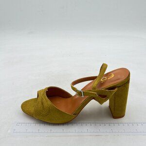 FSJ Olive Chunky High Heel Sandals Ankle Strap Peep Toe D'Orsay Shoes